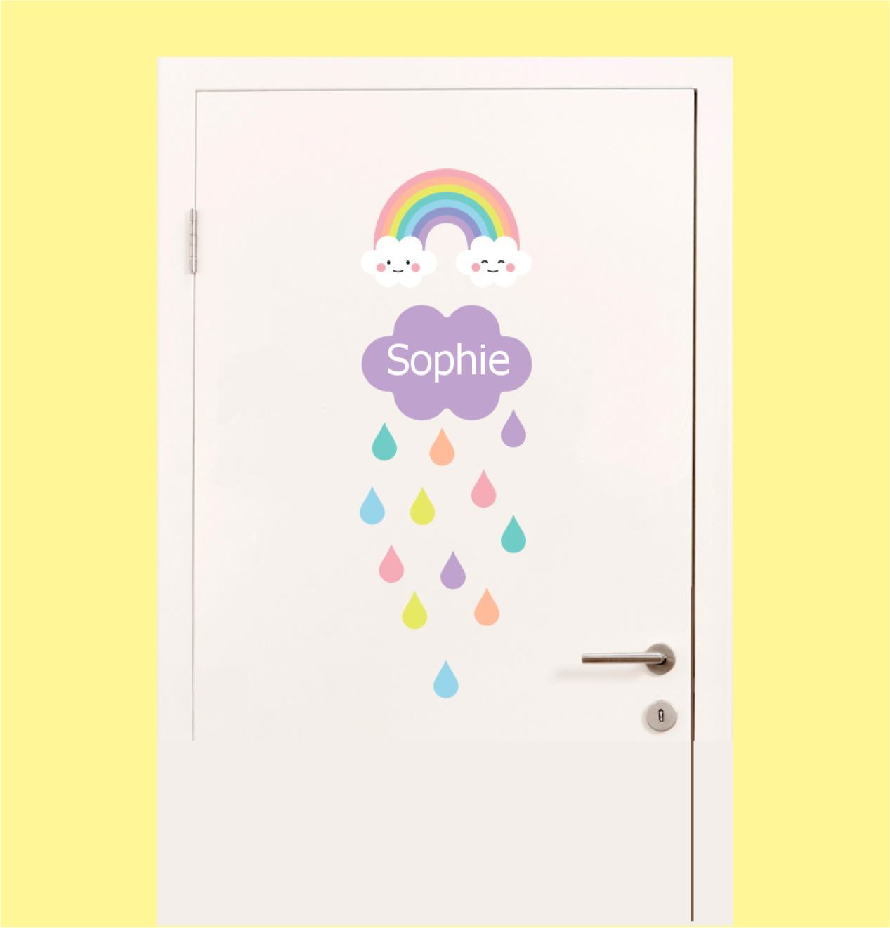 Adesivo de porta aplicado em uma porta branca