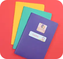 cadernos com etiquetas personalizadas