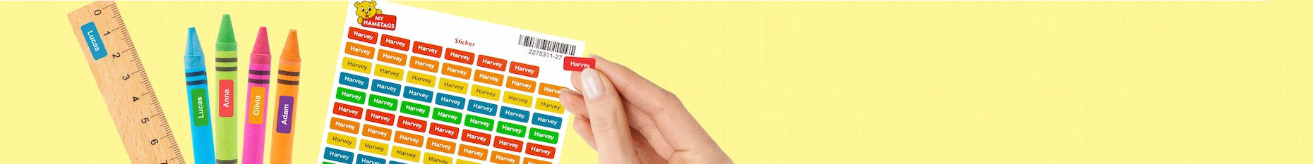 Banner de mini etiquetas de identificação personalizadas